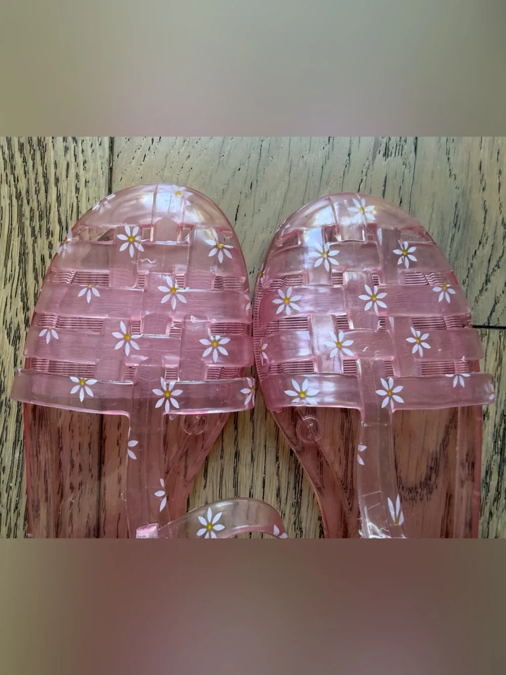 GAP Girls NEW Pink Jelly Sandals with White Flowers & Ankle Straps Size 1